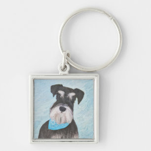 Schnauzer (Miniatur) Malerei - Niedlicher Original Schlüsselanhänger