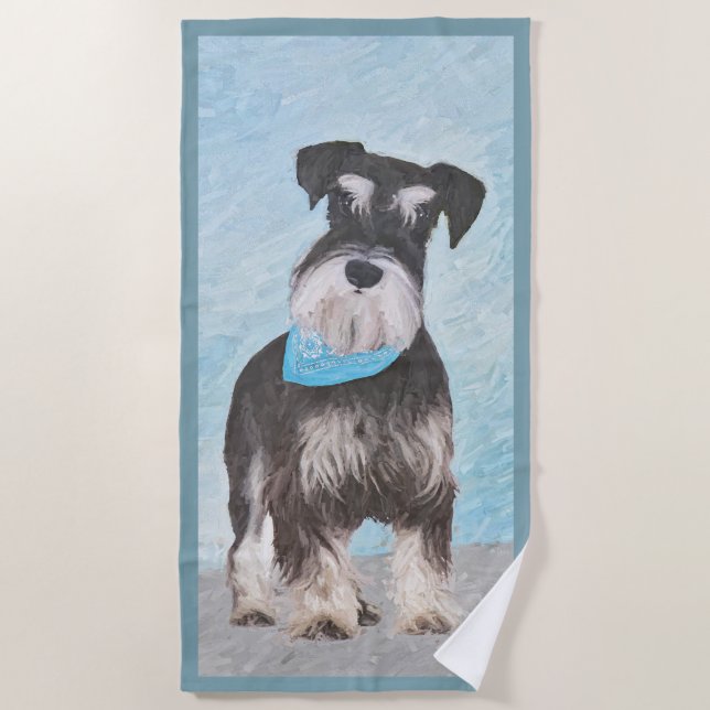Schnauzer (Miniatur) Malerei - Niedlicher Original Strandtuch (Vorderseite)