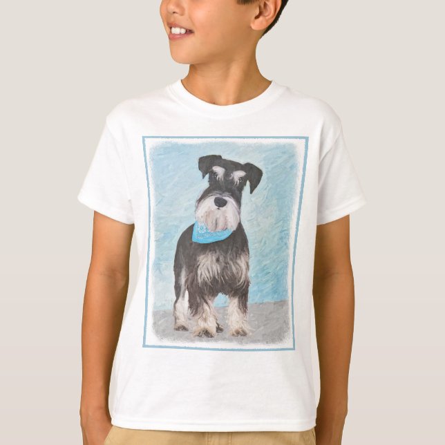 Schnauzer (Miniatur) Malerei - Niedlicher Original T-Shirt (Vorderseite)