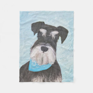 Schnauzer (Miniatur) Malerei - Niedliches Original Fleecedecke