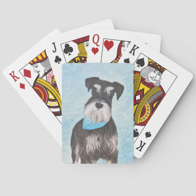 Schnauzer (Miniatur) Malerei - Niedliches Original Spielkarten (Rückseite)