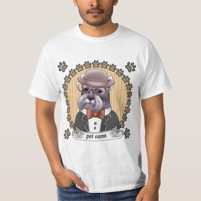 Schnauzer mit Brille T-Shirt (Vorderseite)