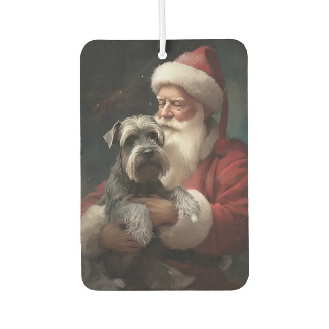 Schnauzer mit dem Weihnachtsmann Weihnachten Autolufterfrischer (Vorderseite)