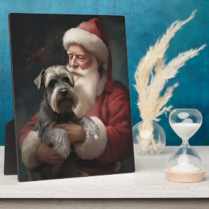 Schnauzer mit dem Weihnachtsmann Weihnachten Fotoplatte