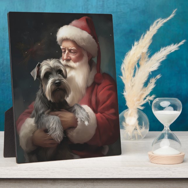 Schnauzer mit dem Weihnachtsmann Weihnachten Fotoplatte (Seite)