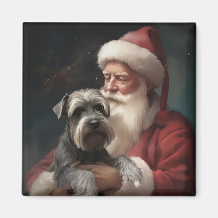 Schnauzer mit dem Weihnachtsmann Weihnachten Magnet