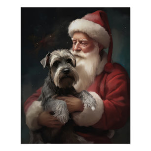 Schnauzer mit dem Weihnachtsmann Weihnachten Poster