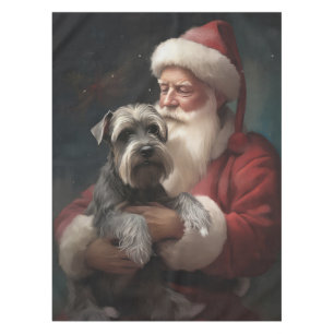Schnauzer mit dem Weihnachtsmann Weihnachten Tischdecke