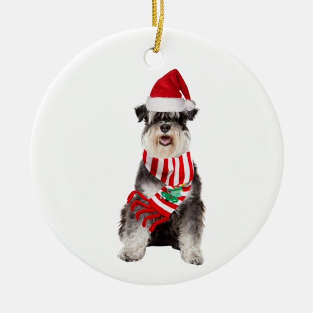 Schnauzer mit Hutschuh Keramik Ornament (Vorne)