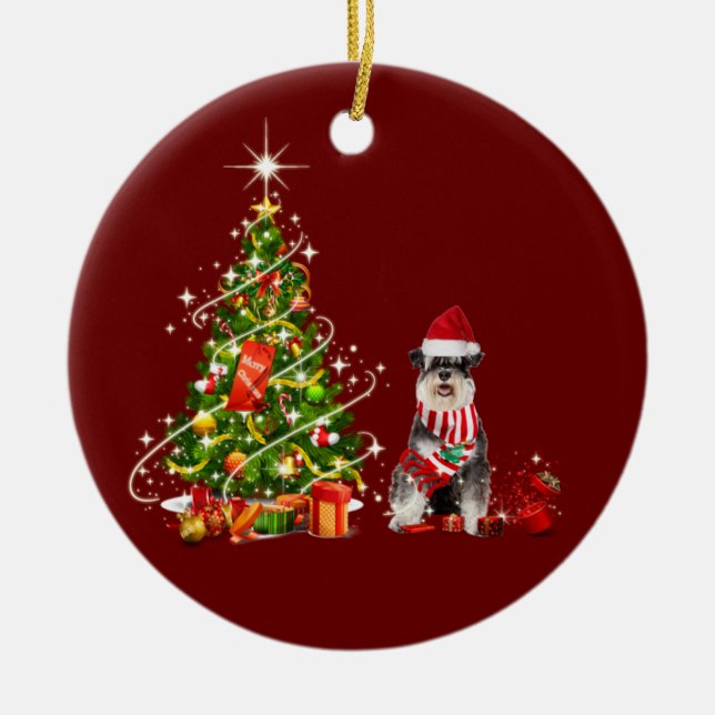 Schnauzer mit Hutschuh Keramik Ornament (Vorne)