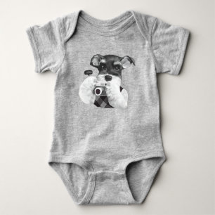 Schnauzer mit Kamera Baby Strampler