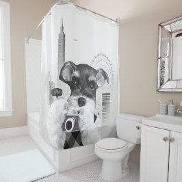 Schnauzer mit Kamera Duschvorhang