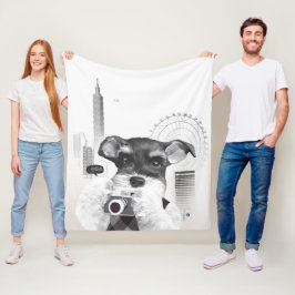 Schnauzer mit Kamera Fleecedecke