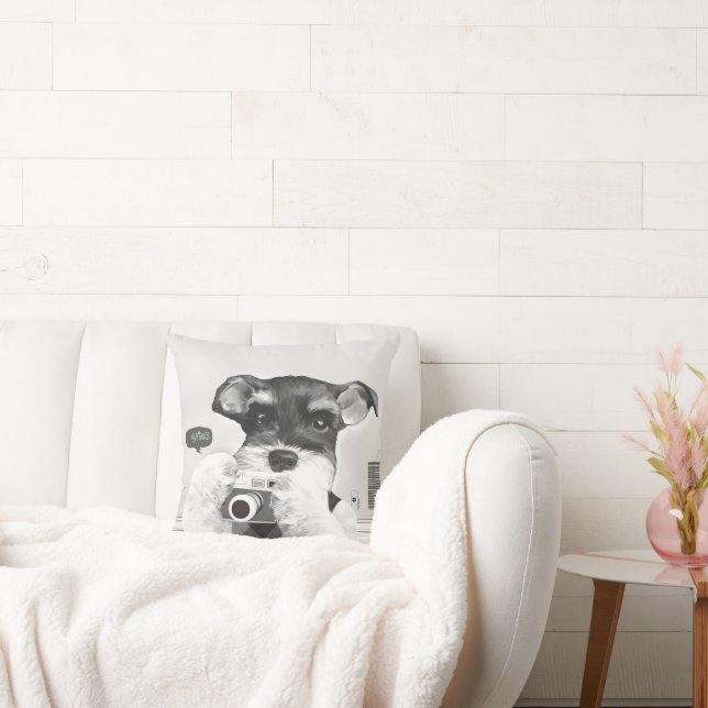 Schnauzer mit Kamera Kissen (Liege)