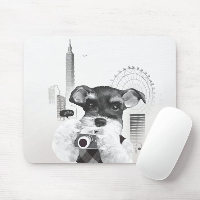 Schnauzer mit Kamera Mousepad (Mit Mouse)