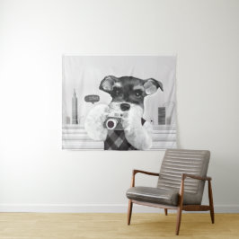 Schnauzer mit Kamera Wandteppich