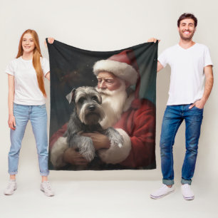 Schnauzer mit Santa Claus Festive Weihnachten Fleecedecke