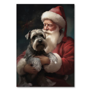 Schnauzer mit Santa Claus Festives Weihnachten Tischnummer