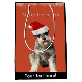 Schnauzer mit Weihnachtshut Mittlere Geschenktüte