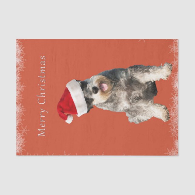 Schnauzer mit Weihnachtshut Seidenpapier (Vorderseite)