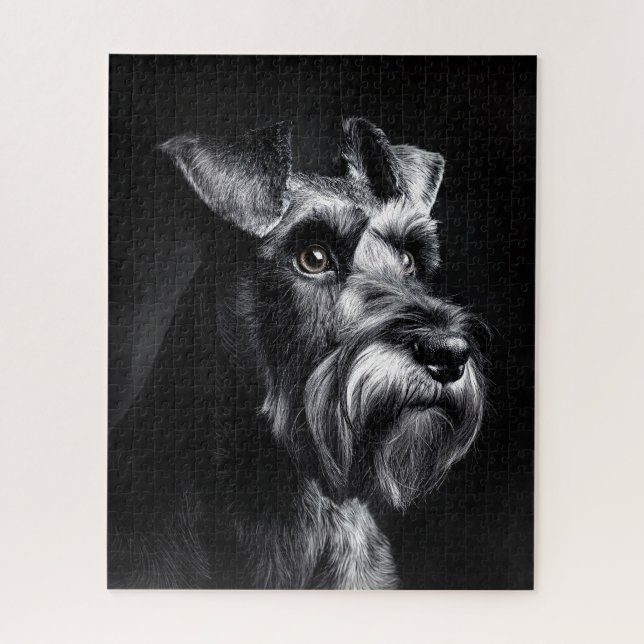 Schnauzer Monochromes Porträt Puzzle (Vertikal)
