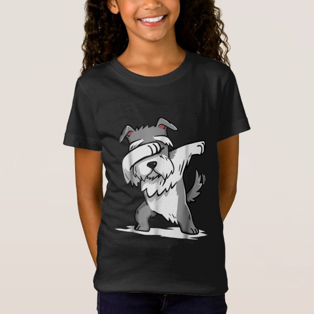 Schnauzer Niedlich Dabbing Funny Dab Dance Geschen T-Shirt (Vorderseite)