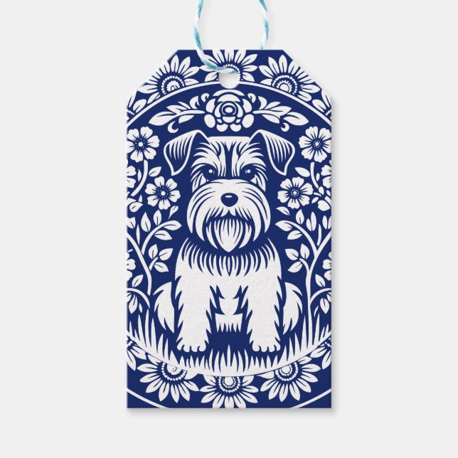 Schnauzer oder Norfolk Terrier Bezaubernde Kunst,  Geschenkanhänger (Vorderseite)