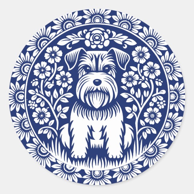 Schnauzer oder Norfolk Terrier Bezaubernde Kunst,  Runder Aufkleber (Vorderseite)