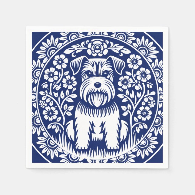 Schnauzer oder Norfolk Terrier Bezaubernde Kunst,  Serviette (Vorderseite)