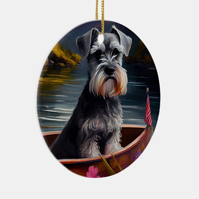 Schnauzer on a Paddle: Ein Landschaftliches Abente Keramik Ornament (Rechts)