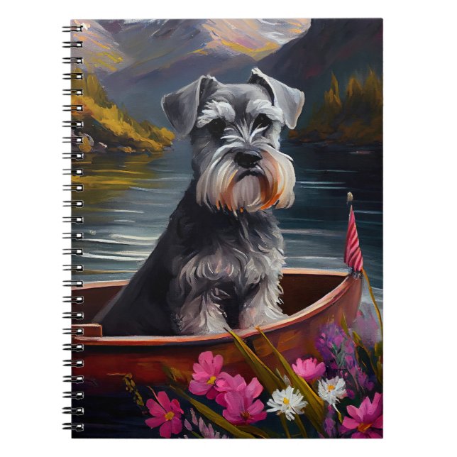 Schnauzer on a Paddle: Ein Landschaftliches Abente Notizblock (Vorderseite)