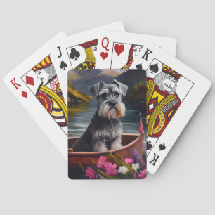 Schnauzer on a Paddle: Ein Landschaftliches Abente Spielkarten