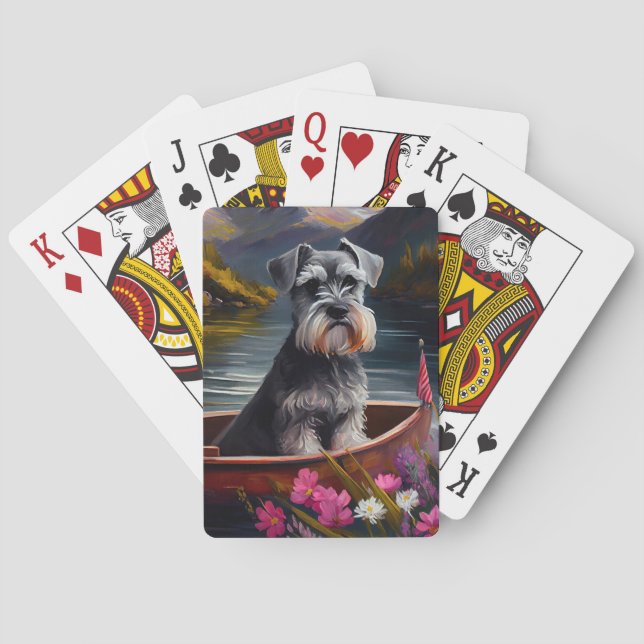 Schnauzer on a Paddle: Ein Landschaftliches Abente Spielkarten (Rückseite)