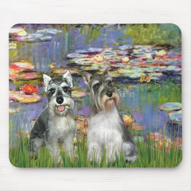 Schnauzer-Paar 2 - Seerosen 2 Mousepad (Vorne)