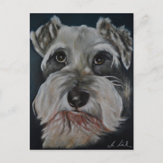 Schnauzer Painting Postcards Postkarte (Vorderseite)