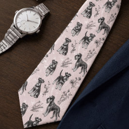 Schnauzer Papa Süße Rosa Vintage Floral Toile Krawatte