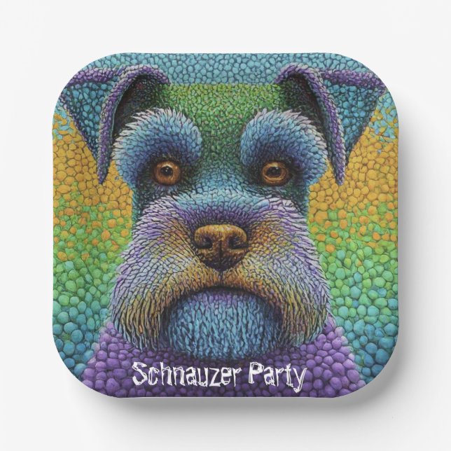 Schnauzer Party Hund bearbeiten Text personalisier Pappteller (Vorderseite)