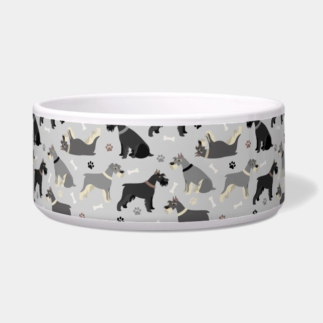 Schnauzer Paws and Bones Dog Bowl Napf (Vorderseite)