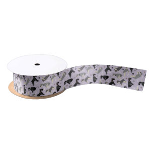 Schnauzer Paws and Bones Satin Ribbon Satinband
