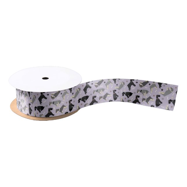 Schnauzer Paws and Bones Satin Ribbon Satinband (Spule)