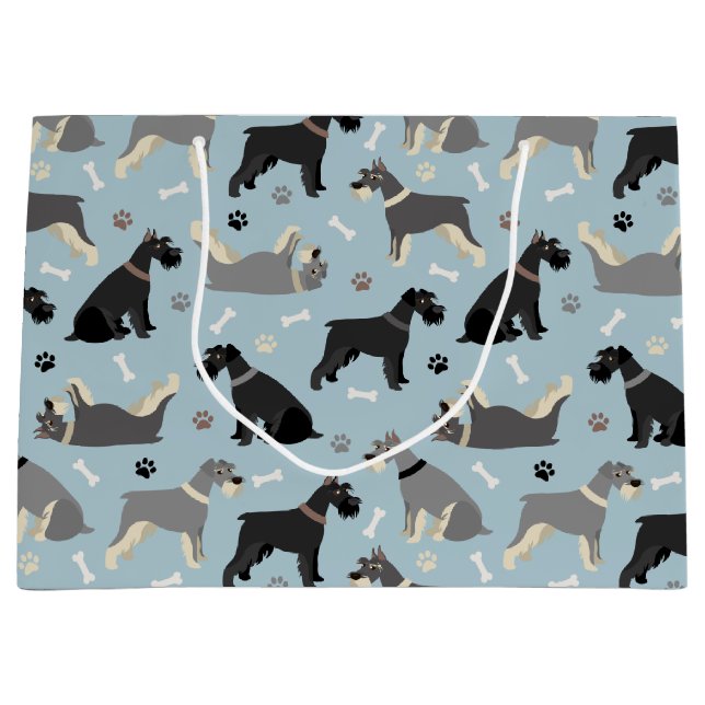 Schnauzer Paws und Knochen Große Geschenktüte (Vorderseite)