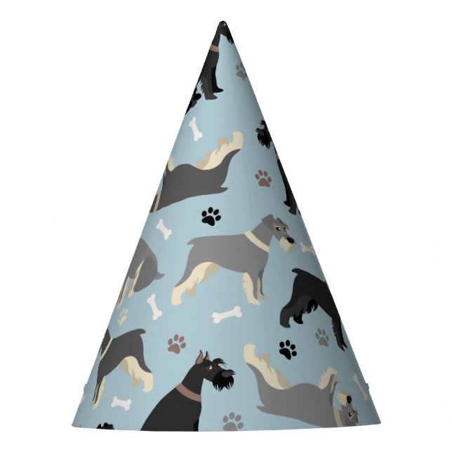 Schnauzer Paws und Knochen Partyhütchen (Vorderseite)