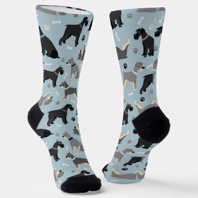 Schnauzer-Paws und Knochenstücke Socken (Gewinkelt)