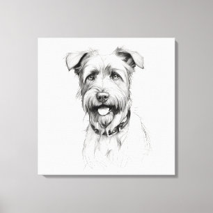 Schnauzer Pencil Sketch Portrait Leinwanddruck