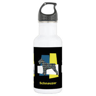 Schnauzer Pet Hund Silhouette Gelb & Blau Grill Edelstahlflasche