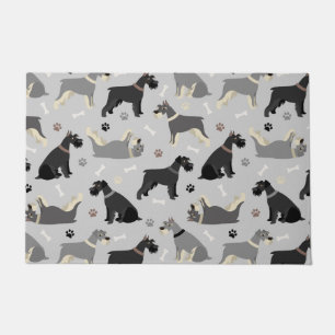 Schnauzer-Pfauen und Knochen-Türmatte Fußmatte