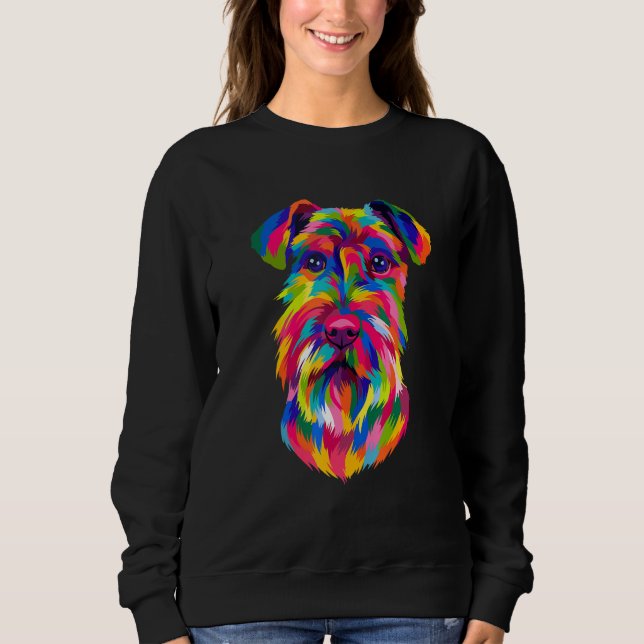 Schnauzer Pop Art Mini Schnauzer Portrait Dog Colo Sweatshirt (Vorderseite)