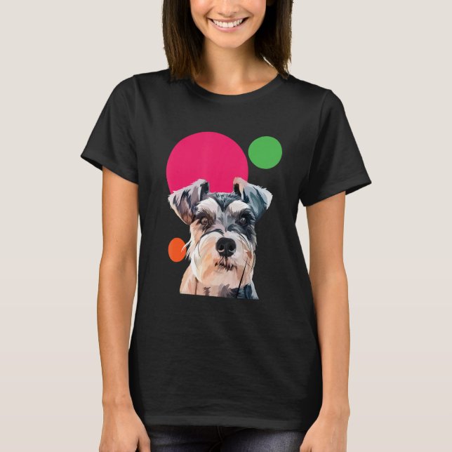 Schnauzer Pop Art Mini Schnauzer Portrait Dog Colo T-Shirt (Vorderseite)