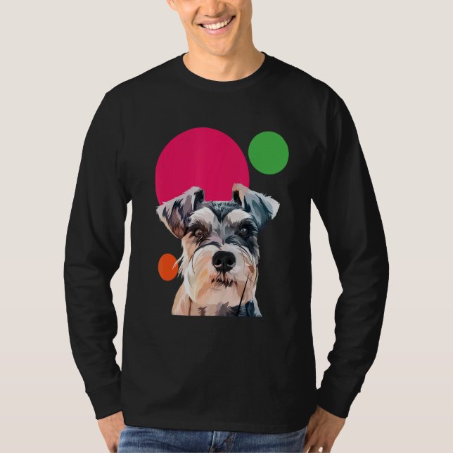 Schnauzer Pop Art Mini Schnauzer Portrait Dog Colo T-Shirt (Vorderseite)