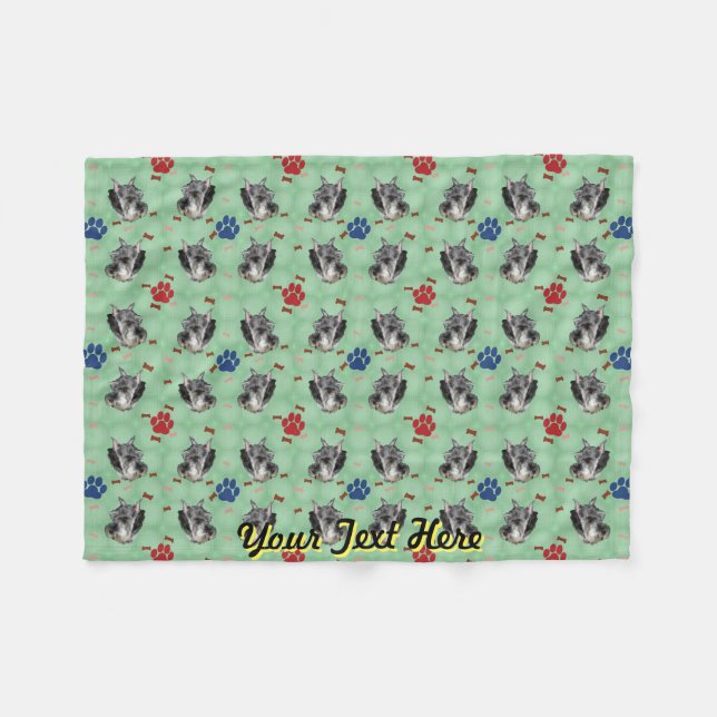 Schnauzer Portrait Fleecedecke (Vorderseite (Horizontal))